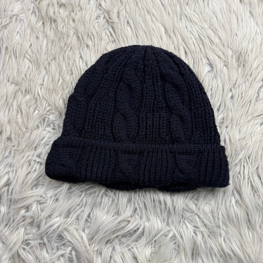 Bogner Adult OS Black Cable-Knit Wool Blend Beanie Hat Classic Winter‎ Skiing